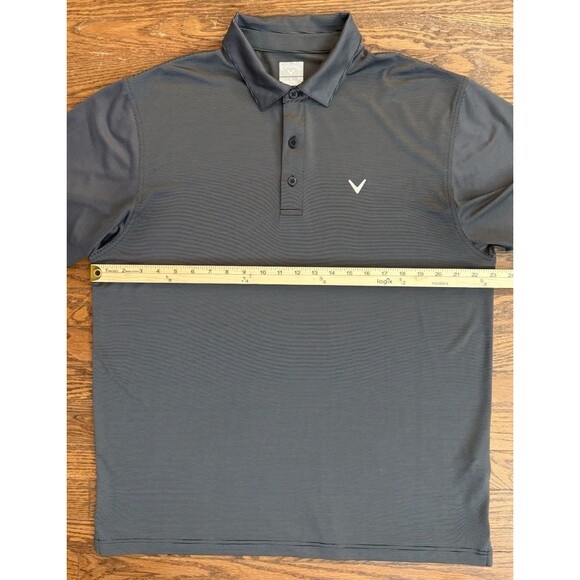 Callaway Polo Shirt Mens Large Gray Black Striped Performance Golf Polyester - Picture 7 of 12